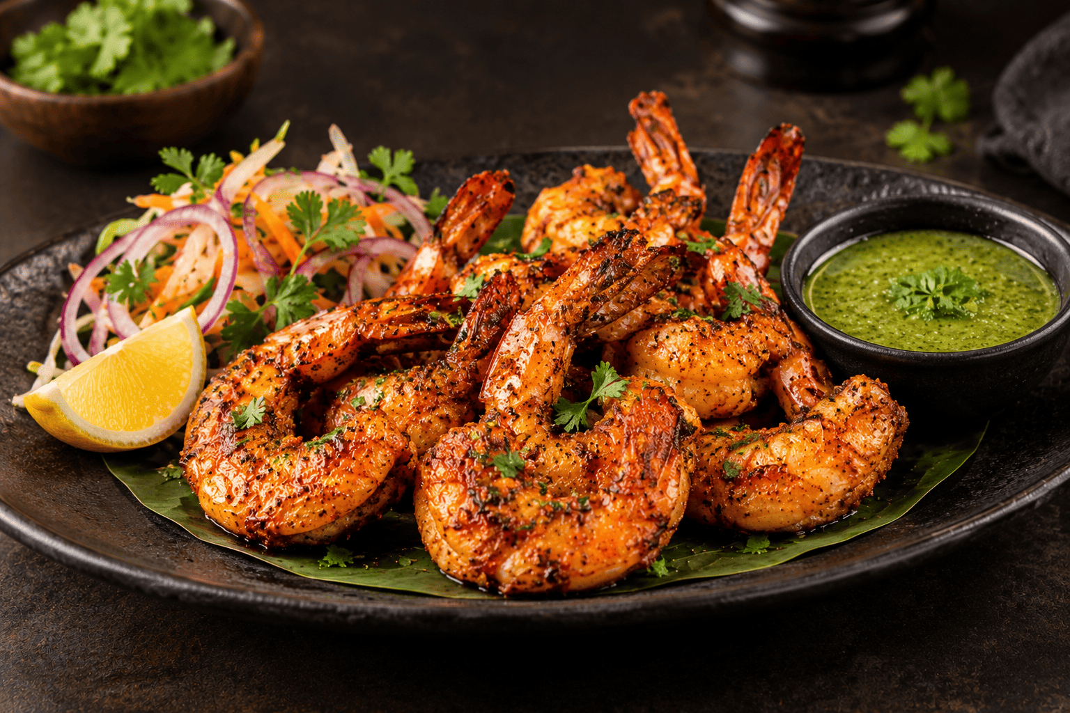 Spicy coastal-style tandoori prawns